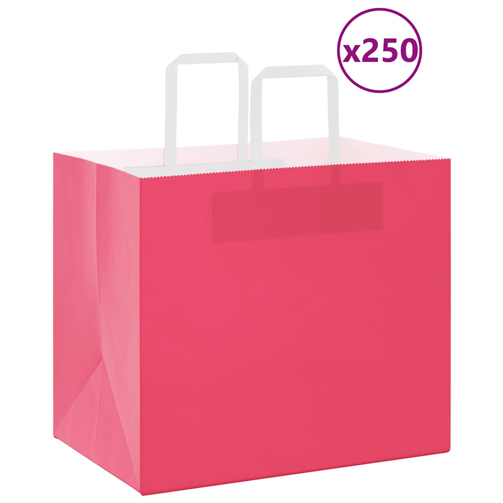 Vidaxl papieren zakken 250 st met hengsels 32x22x28 cm roze