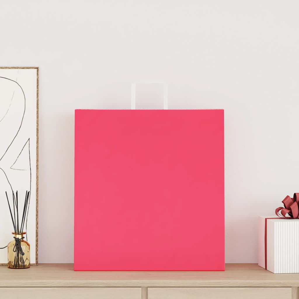 Vidaxl papieren zakken 250 st met hengsels 45x17x48 cm roze