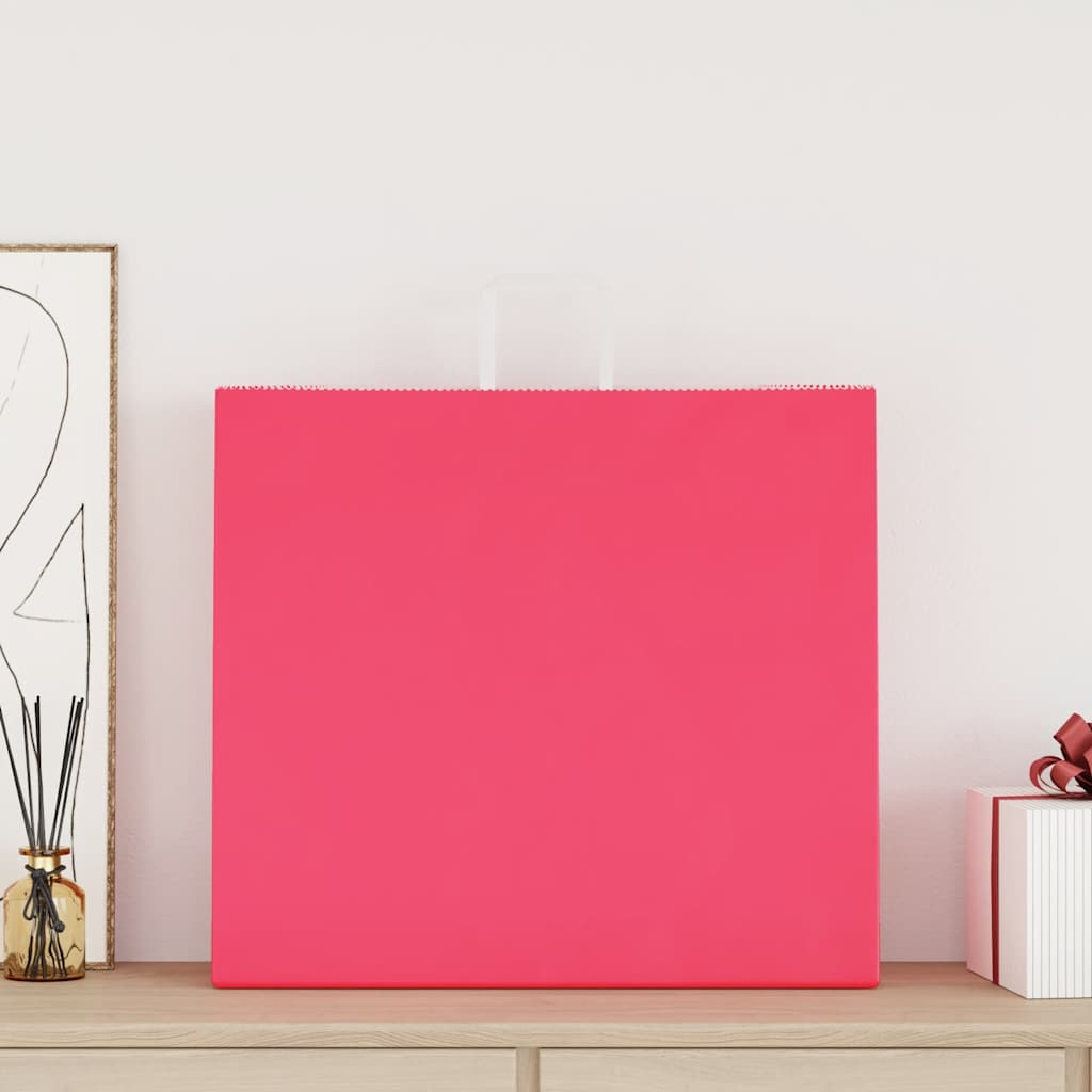 Vidaxl papieren zakken 250 st met hengsels 54x15x49 cm roze