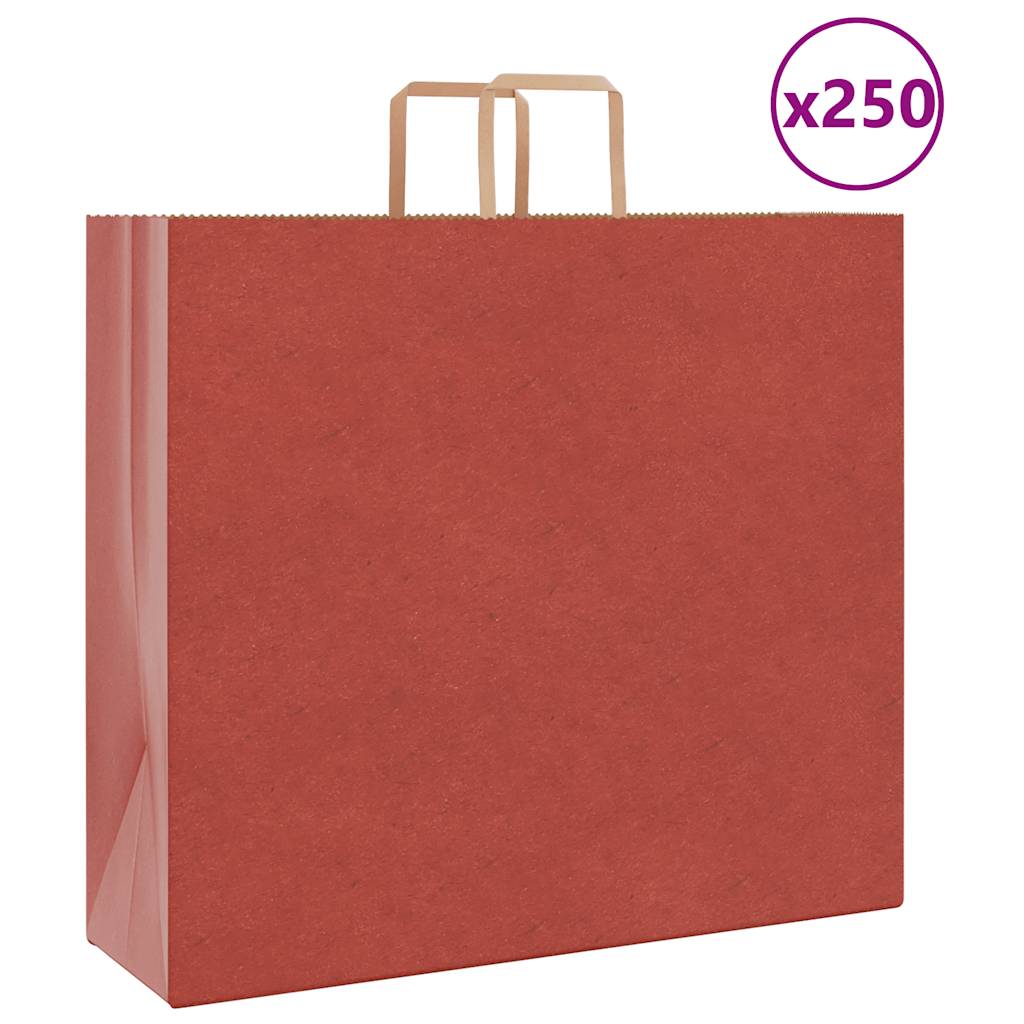 Vidaxl papieren zakken 250 st met hengsels 54x15x49 cm rood