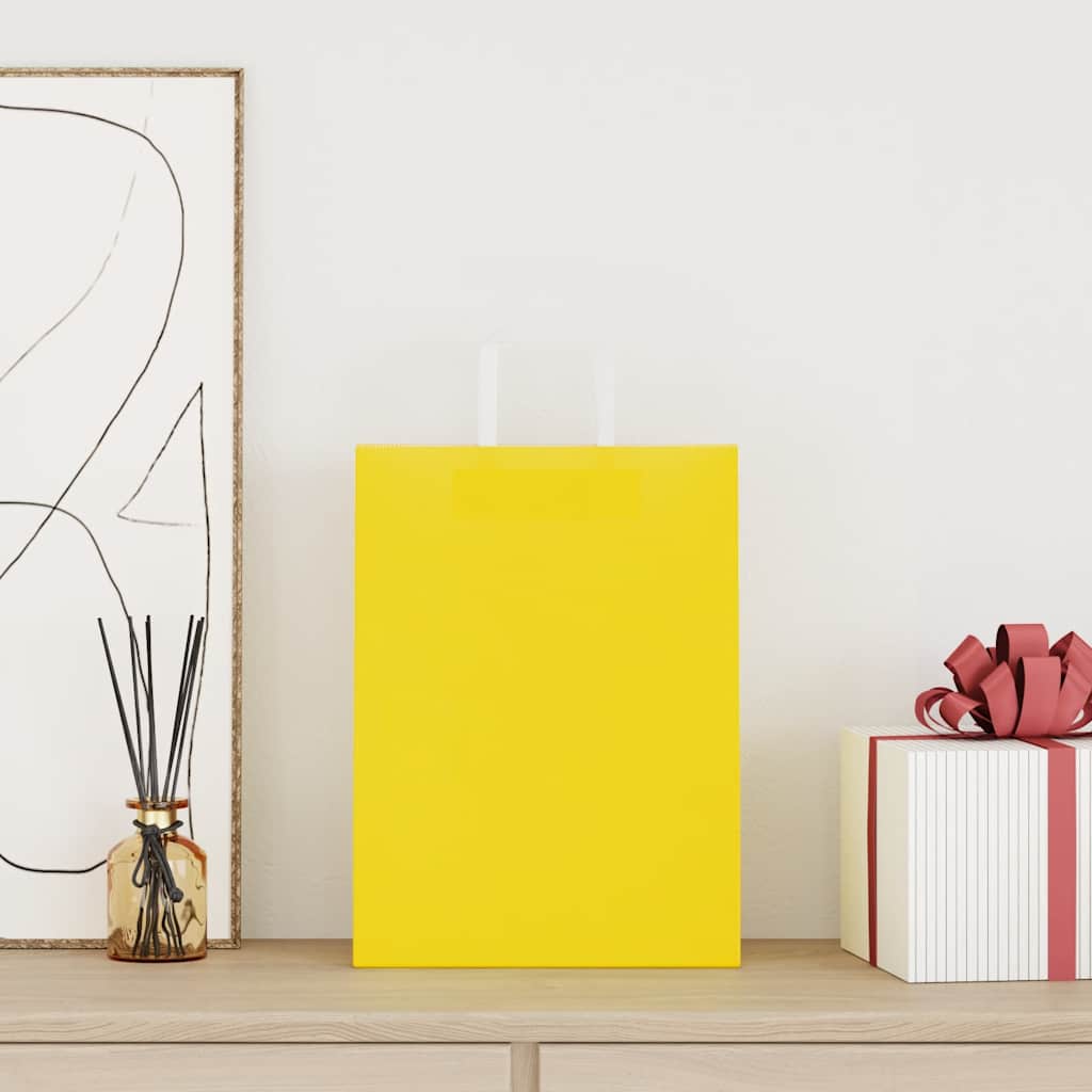 Vidaxl papieren zakken 50 st met hengsels 26x12x35 cm geel