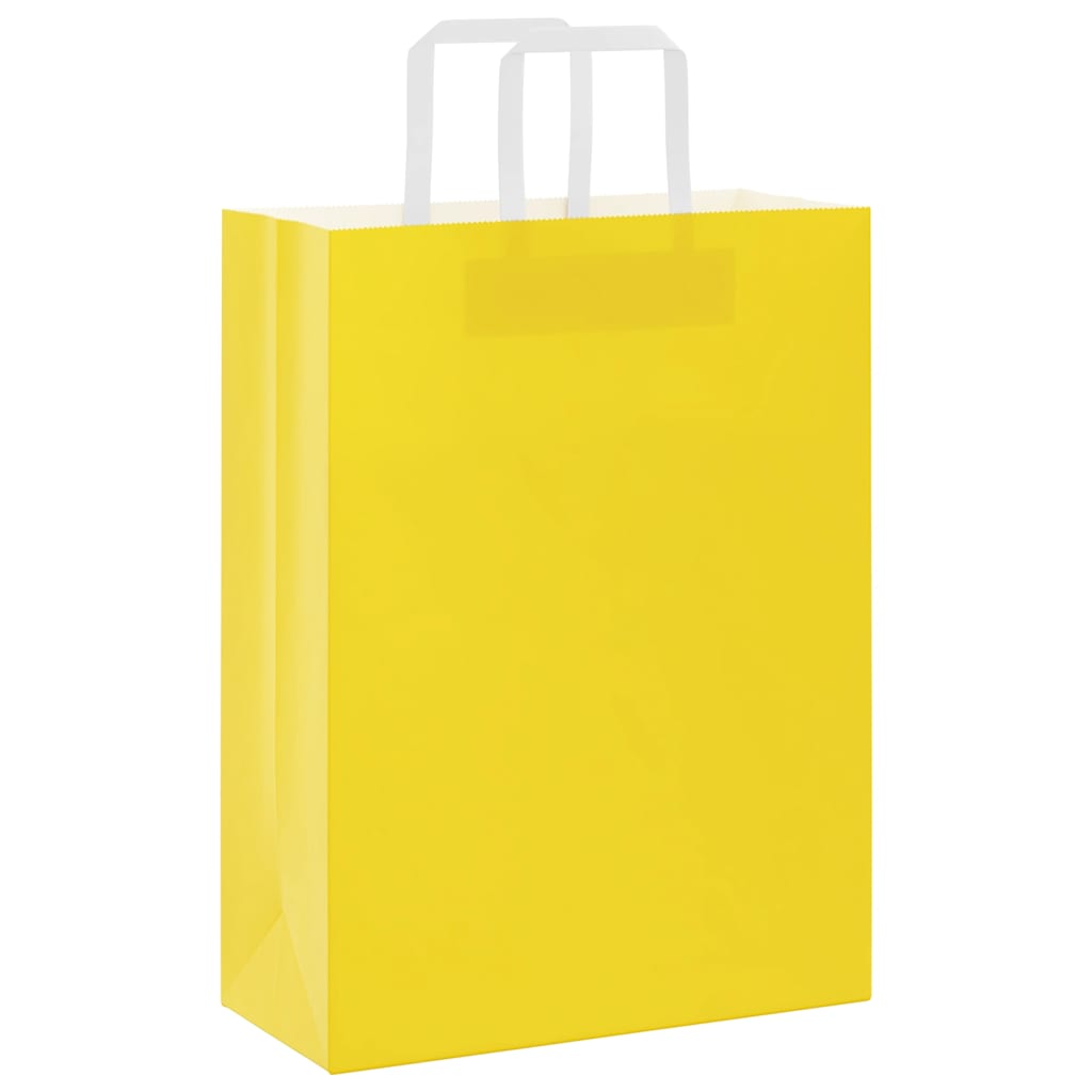 Vidaxl papieren zakken 50 st met hengsels 26x12x35 cm geel