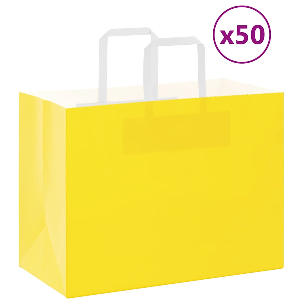 Vidaxl papieren zakken 50 st met hengsels 32x17x25 cm geel