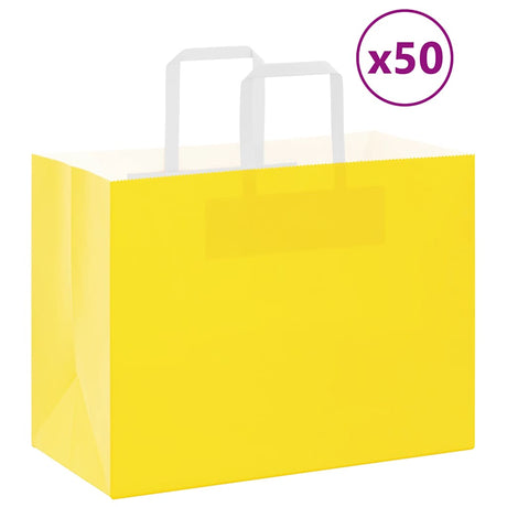 Vidaxl papieren zakken 50 st met hengsels 32x17x25 cm geel