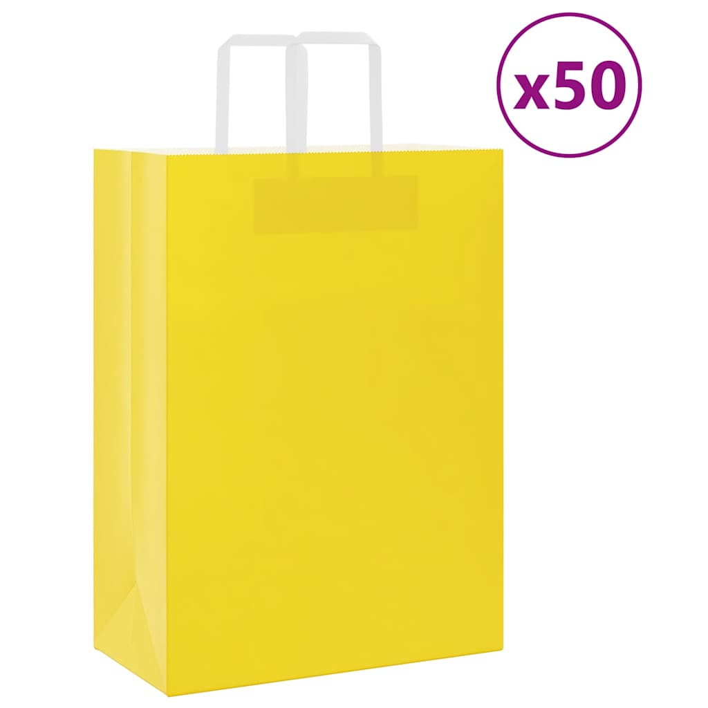 Vidaxl papieren zakken 50 st met hengsels 32x17x44 cm geel