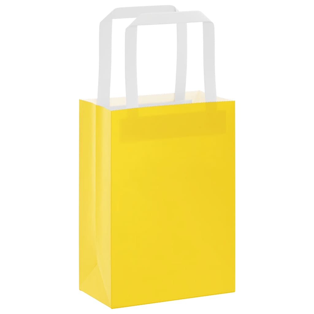 Vidaxl papieren zakken 250 st met hengsels 15x8x21 cm geel