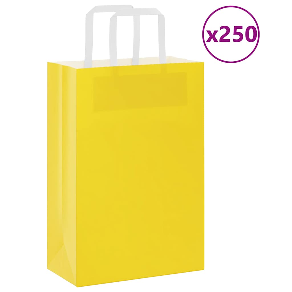 Vidaxl papieren zakken 250 st met hengsels 21x11x31 cm geel