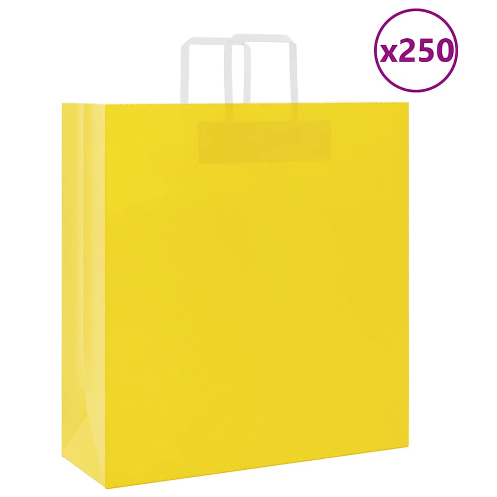 Vidaxl papieren zakken 250 st met hengsels 45x17x48 cm geel