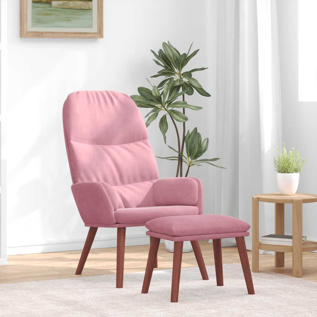 Vidaxl relaxstoel met voetenbank fluweel roze