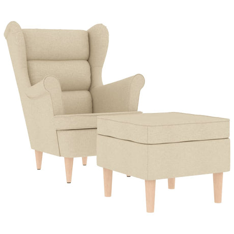 Vidaxl fauteuil met voetenbankje stof crèmekleurig