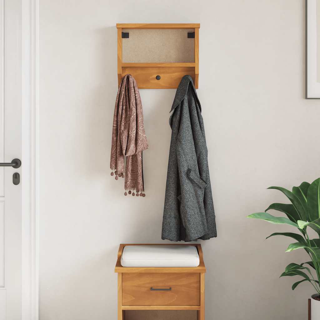Vidaxl wandkapstok sandnes 45x12x35 cm massief grenenhout