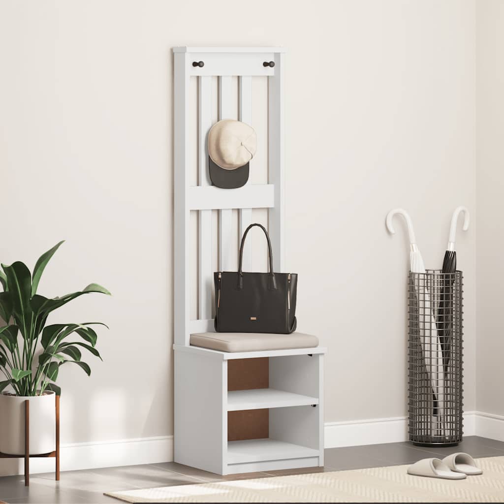 Vidaxl kapstok sandnes wit 45x40x159,5 cm massief grenenhout