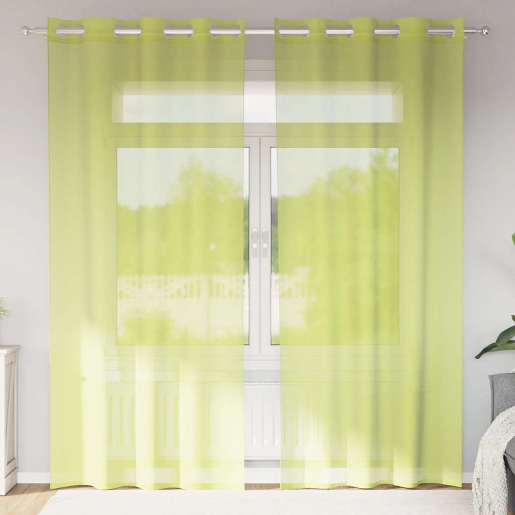 Vidaxl gordijnen voile met doorvoertules 2 st 140x225 cm appelgroen