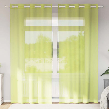 Vidaxl gordijnen voile met doorvoertules 2 st 140x225 cm appelgroen