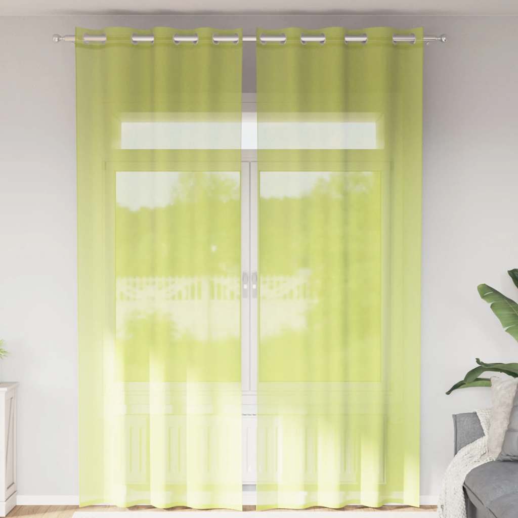 Vidaxl gordijnen voile met doorvoertules 2 st 140x260 cm appelgroen
