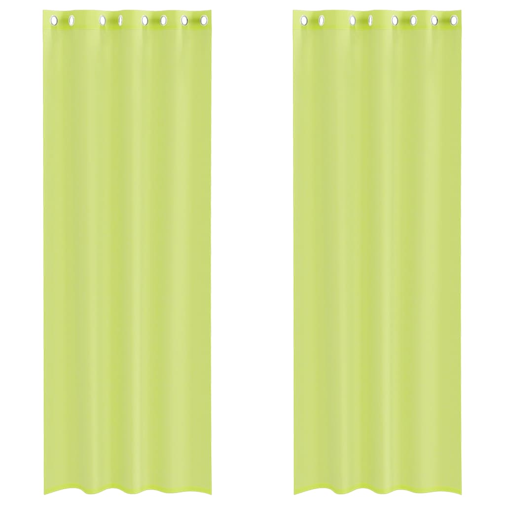 Vidaxl voile gordijnen met doorvoertules 2 st 140x300 cm appelgroen