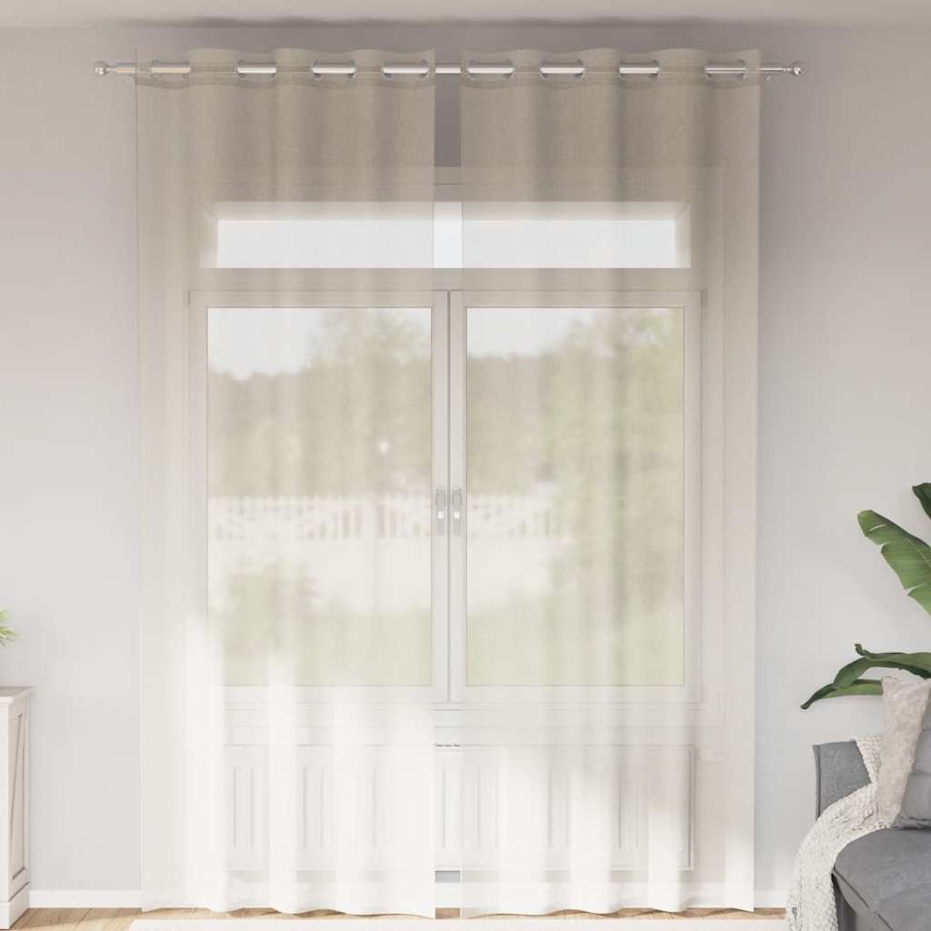 Vidaxl gordijnen voile met doorvoertules 2 st 140x260 cm crèmekleurig