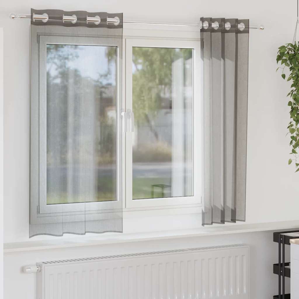 Vidaxl gordijnen voile met doorvoertules 2 st 140x140 cm donkergrijs