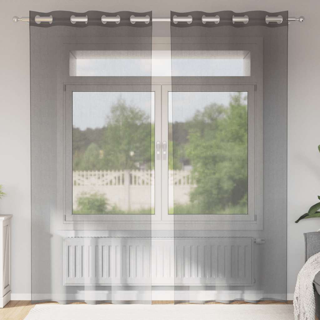Vidaxl gordijnen voile met doorvoertules 2 st 140x225 cm donkergrijs