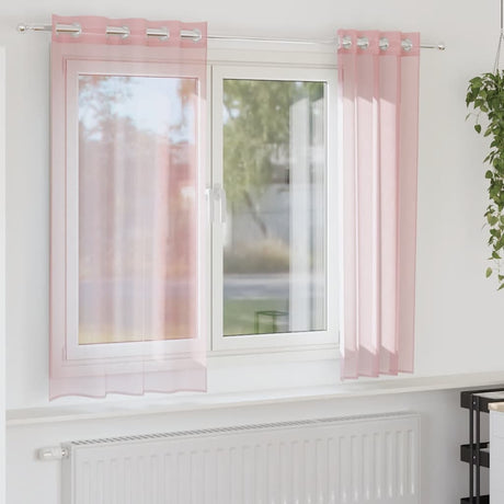 Vidaxl gordijnen voile met doorvoertules 2 st 140x140 cm lichtroze