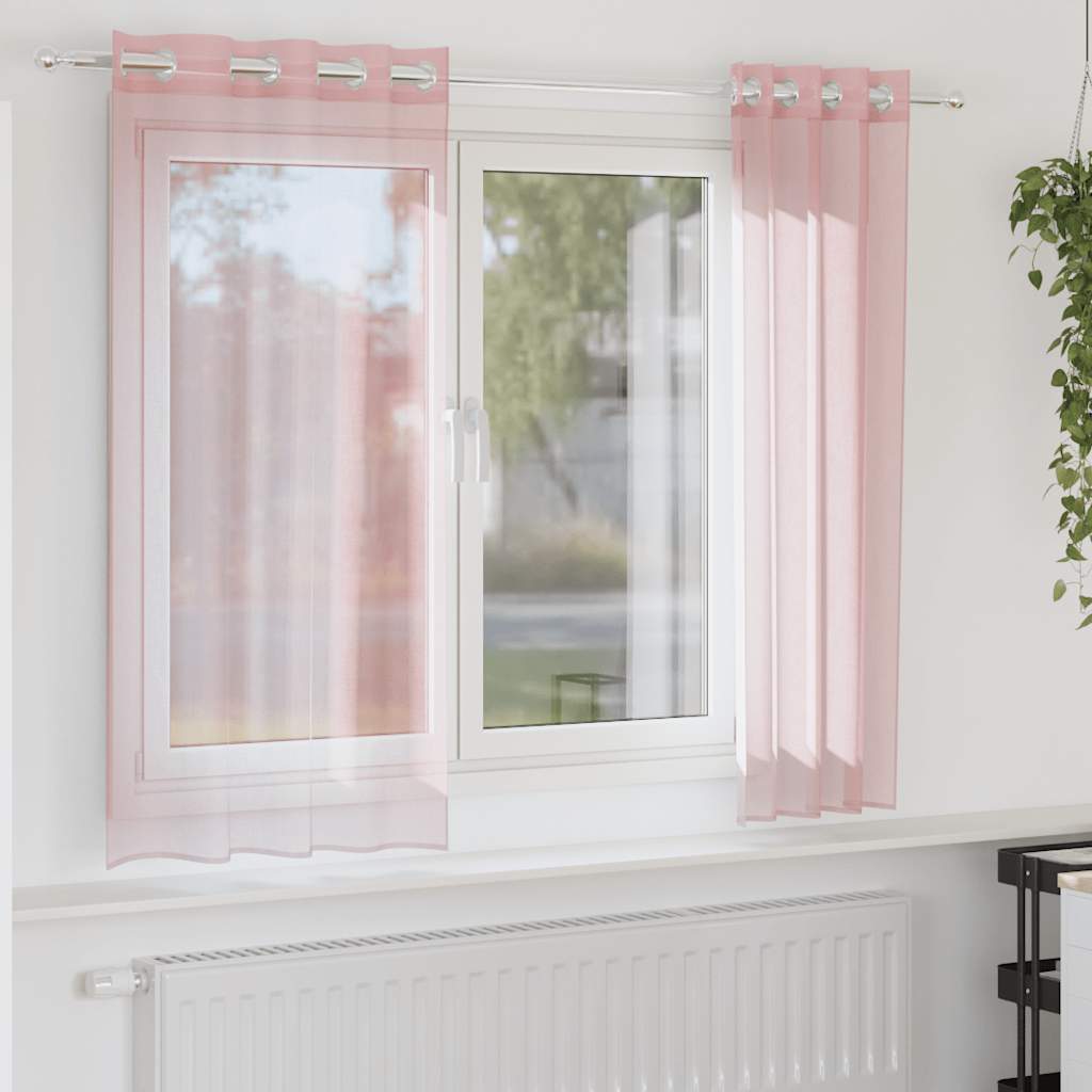 Vidaxl gordijnen voile met doorvoertules 2 st 140x175 cm lichtroze
