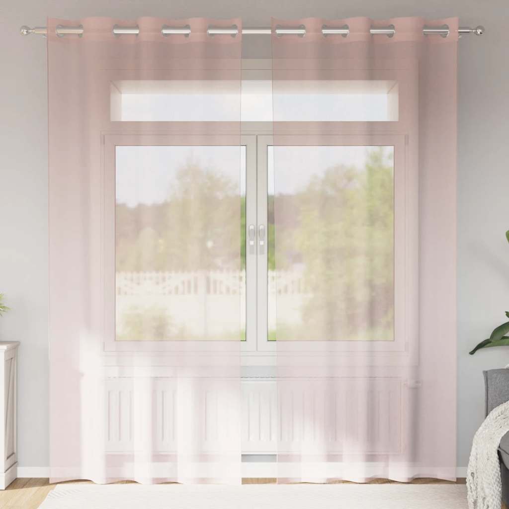 Vidaxl gordijnen voile met doorvoertules 2 st 140x225 cm lichtroze