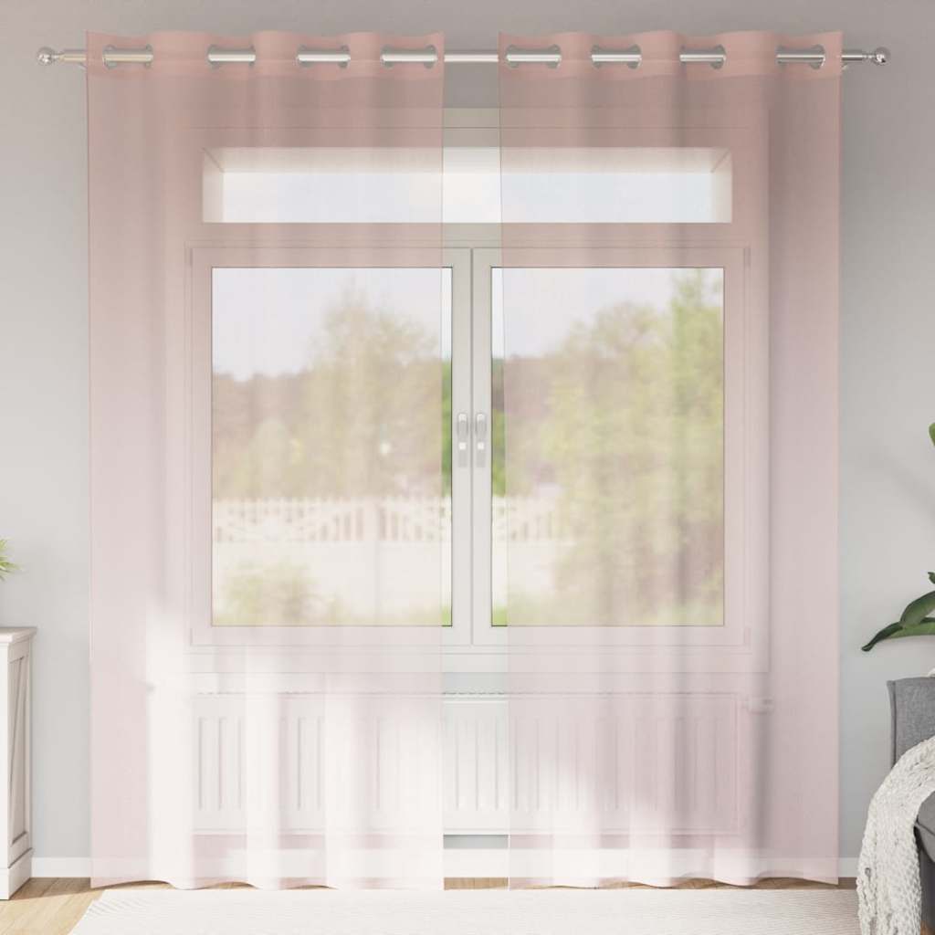 Vidaxl gordijnen voile met doorvoertules 2 st 140x245 cm lichtroze