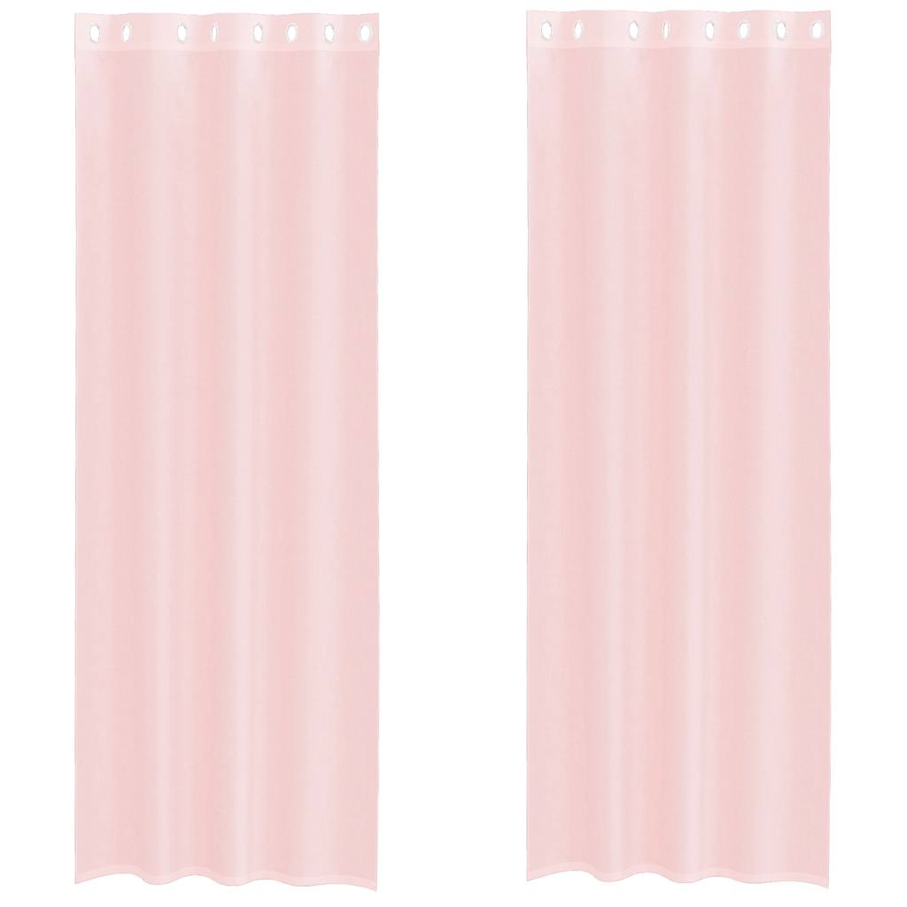 Vidaxl gordijnen voile met doorvoertules 2 st 140x300 cm lichtroze