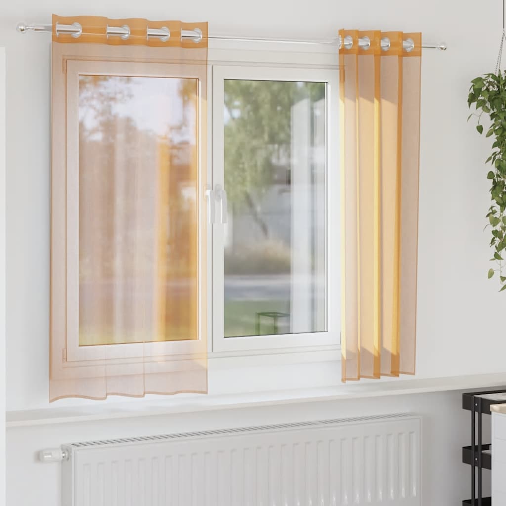 Vidaxl gordijnen voile met doorvoertules 2 st 140x140 cm oranje