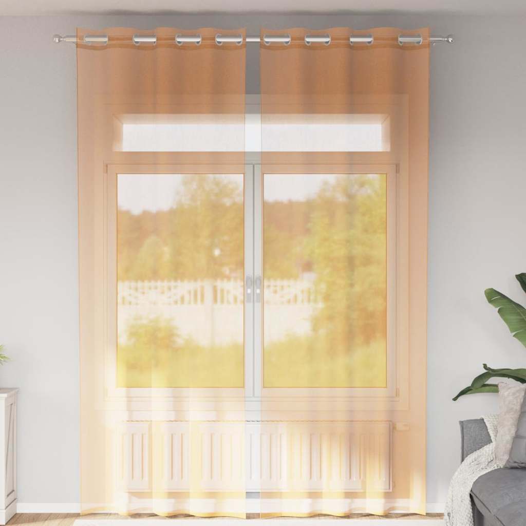 Vidaxl gordijnen voile met doorvoertules 2 st 140x260 cm oranje