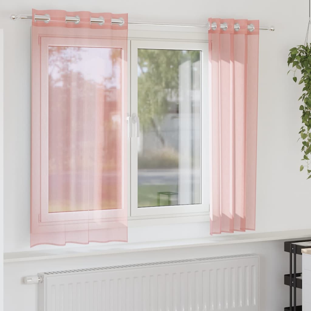 Vidaxl gordijnen voile met doorvoertules 2 st 140x140 cm roze