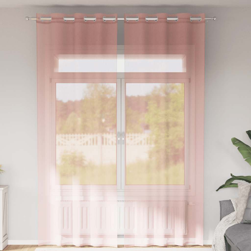 Vidaxl gordijnen voile met doorvoertules 2 st 140x260 cm roze