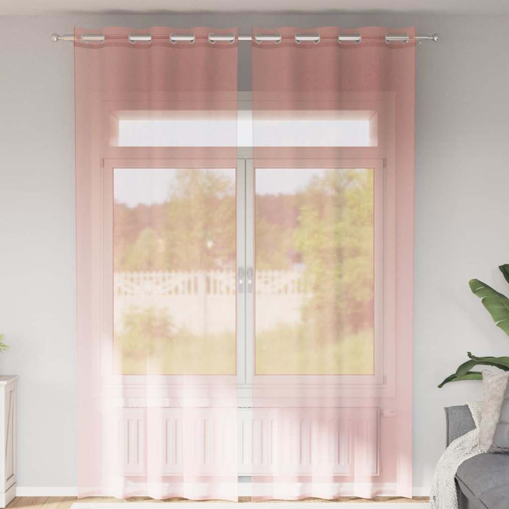 Vidaxl gordijnen voile met doorvoertules 2 st 140x300 cm roze