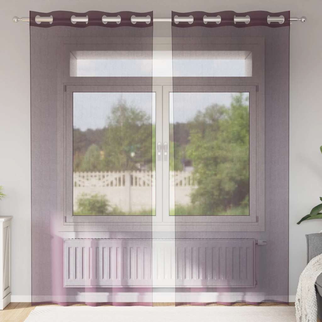 Vidaxl gordijnen voile met doorvoertules 2 st 140x245 cm paars