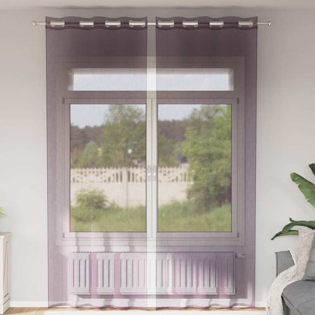 Vidaxl gordijnen voile met doorvoertules 2 st 140x300 cm paars