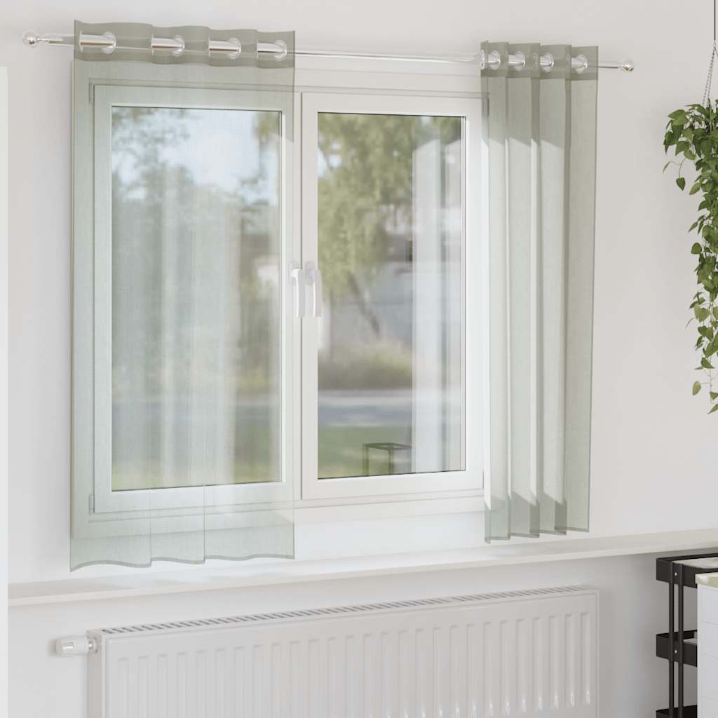 Vidaxl gordijnen voile met doorvoertules 2 st 140x140 cm lichtgrijs