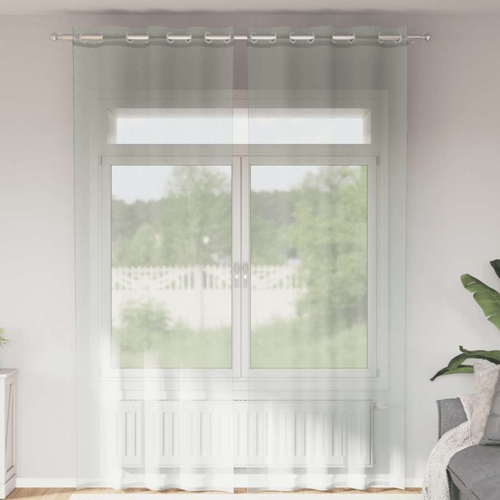 Vidaxl gordijnen voile met doorvoertules 2 st 140x300 cm lichtgrijs