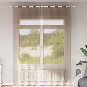 Vidaxl gordijnen voile met doorvoertules 2 st lichtbruin