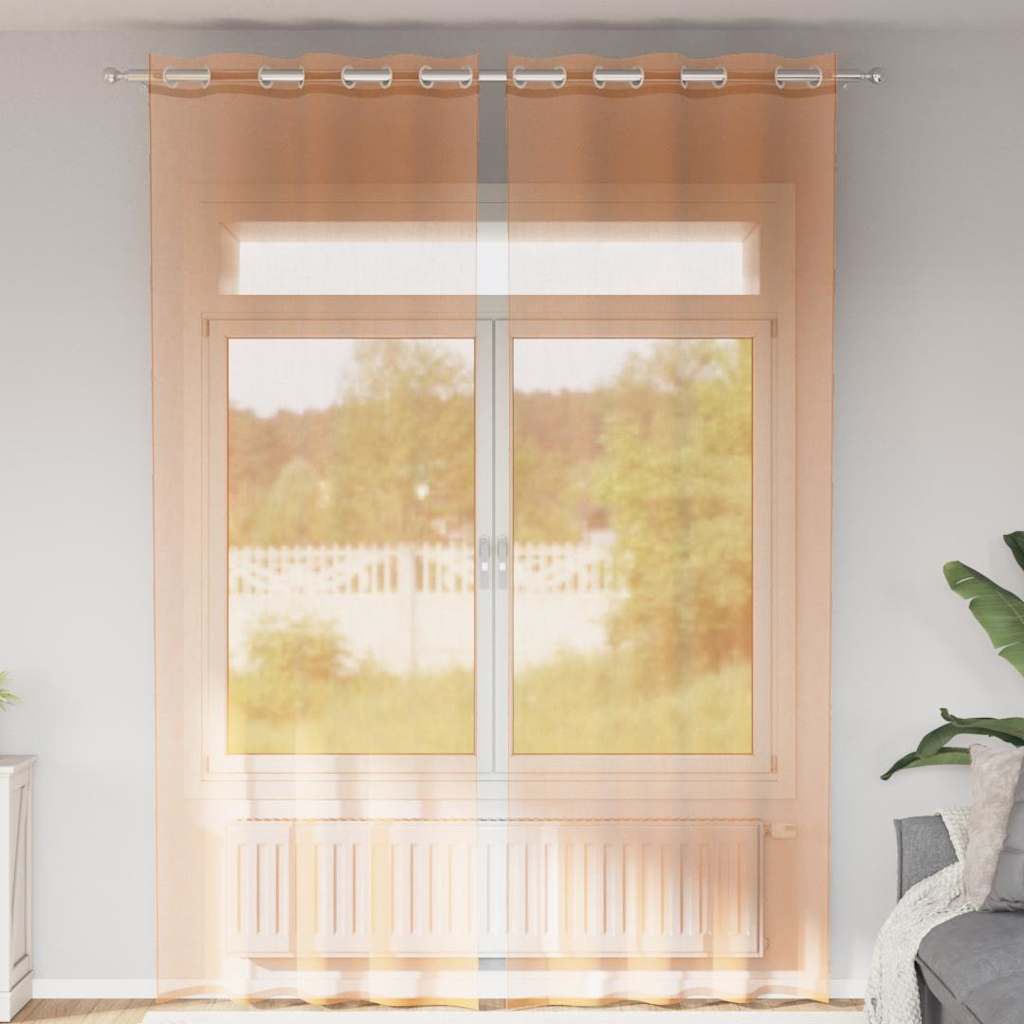 Vidaxl gordijnen voile met doorvoertules 2 st terracotta