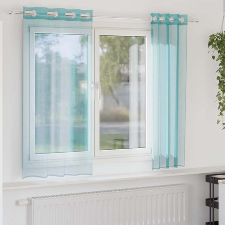 Vidaxl gordijnen voile met doorvoertules 2 st turkoois