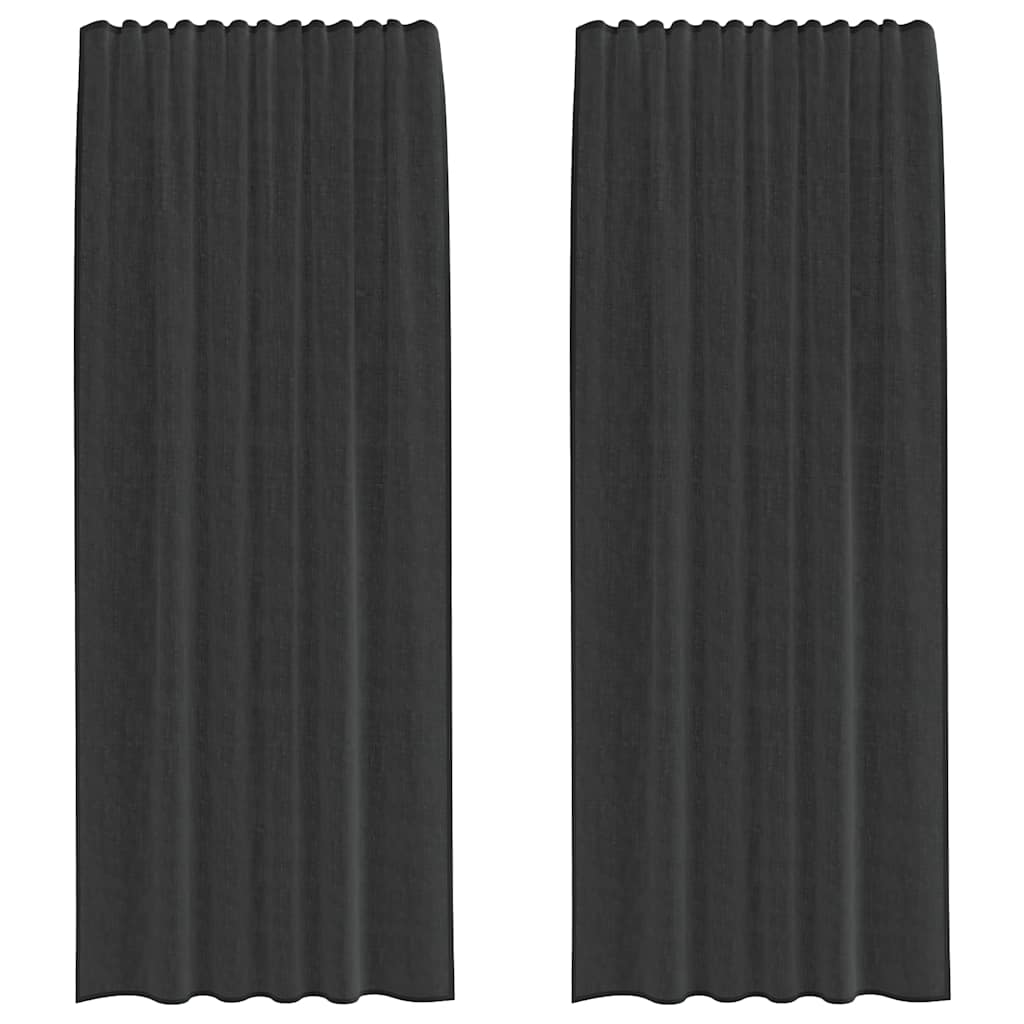 Vidaxl gordijnen voile met roedezakken 2 st zwart