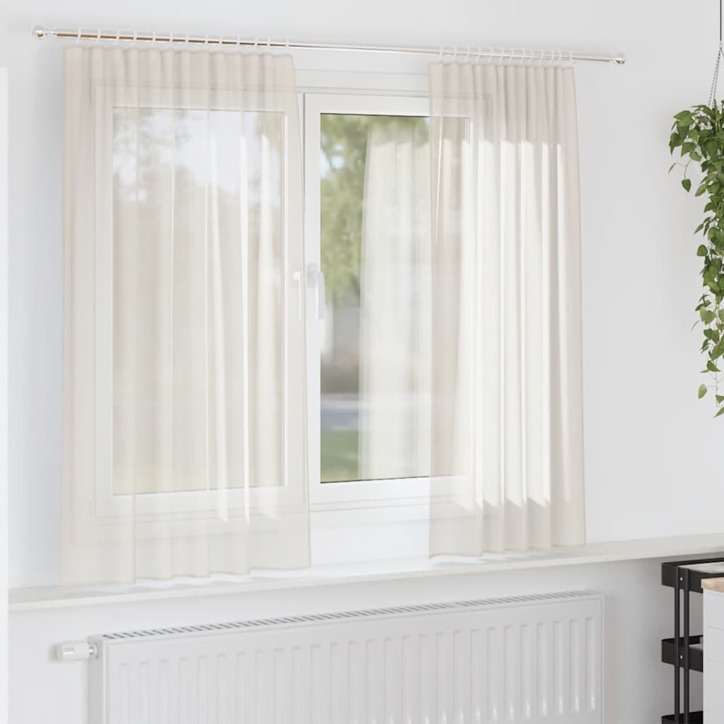 Vidaxl gordijnen voile met roedezakken 2 st crèmekleurig