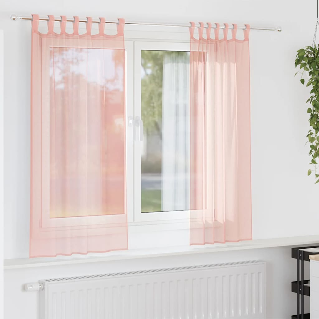 Vidaxl gordijnen voile met roedezakken 2 st roze