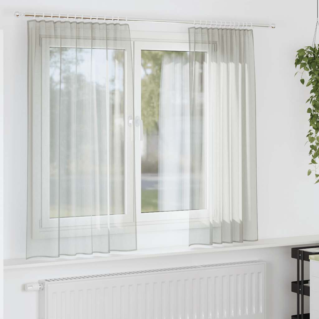 Vidaxl gordijnen voile met roedezakken 2 st lichtgrijs