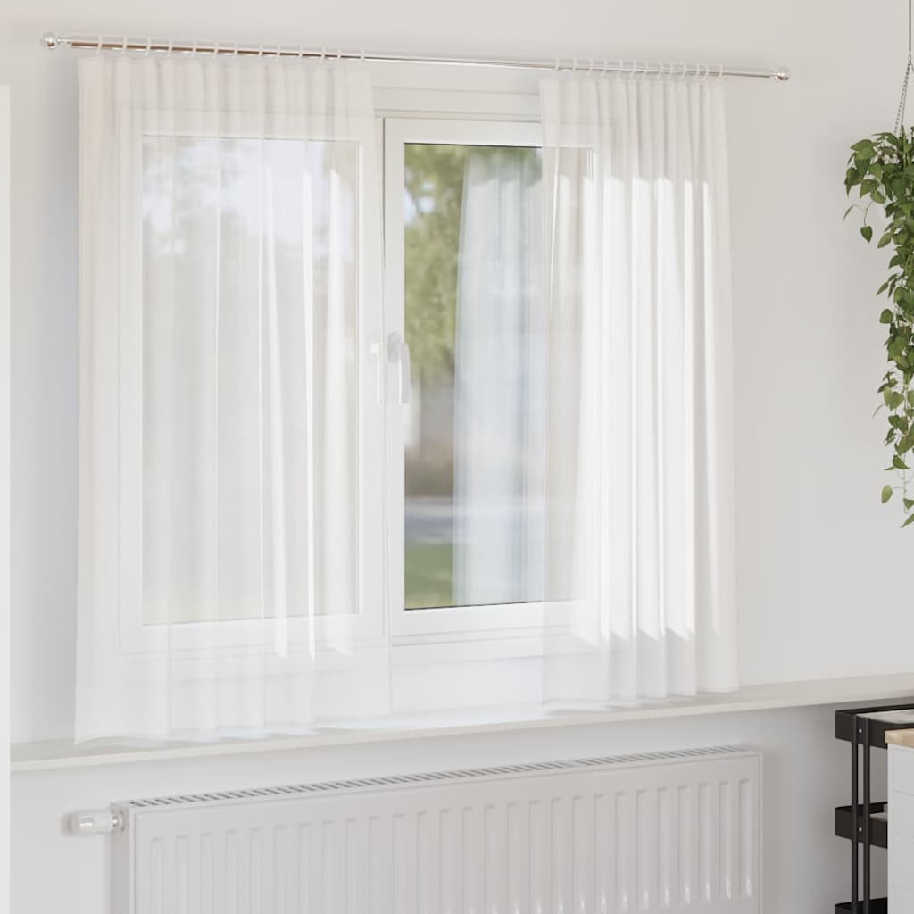 Vidaxl gordijnen voile met roedezakken 2 st wit