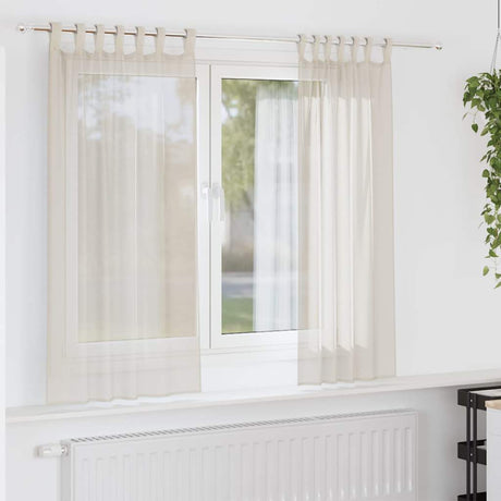 Vidaxl gordijnen voile met tab top 2 st crèmekleurig