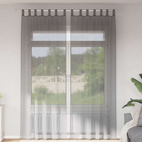 Vidaxl gordijnen voile met lussen 2 st 140x260 cm donkergrijs