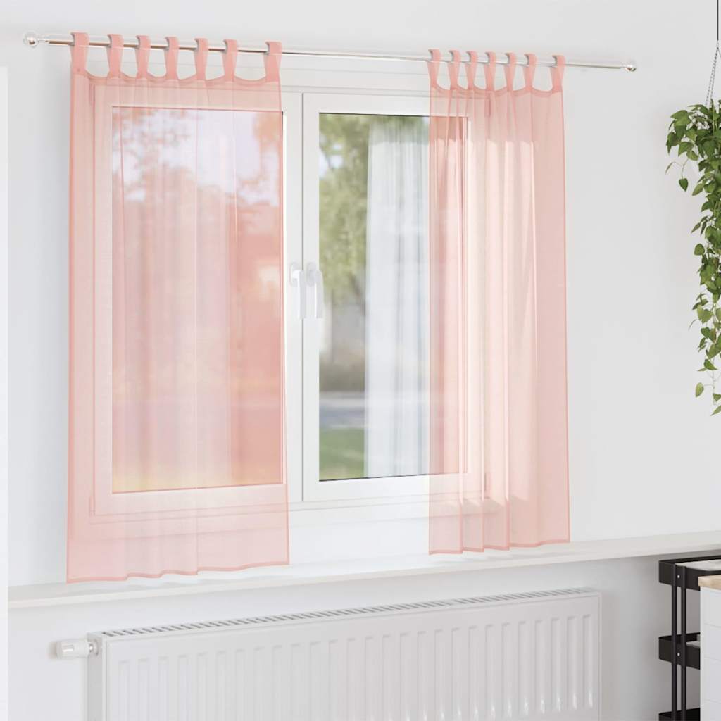 Vidaxl gordijnen met lussen 2 st 140x175 cm roze