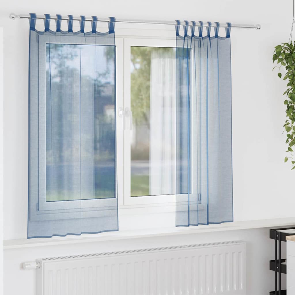 Vidaxl gordijnen voile met lussen 2 st 140x175 cm koningsblauw