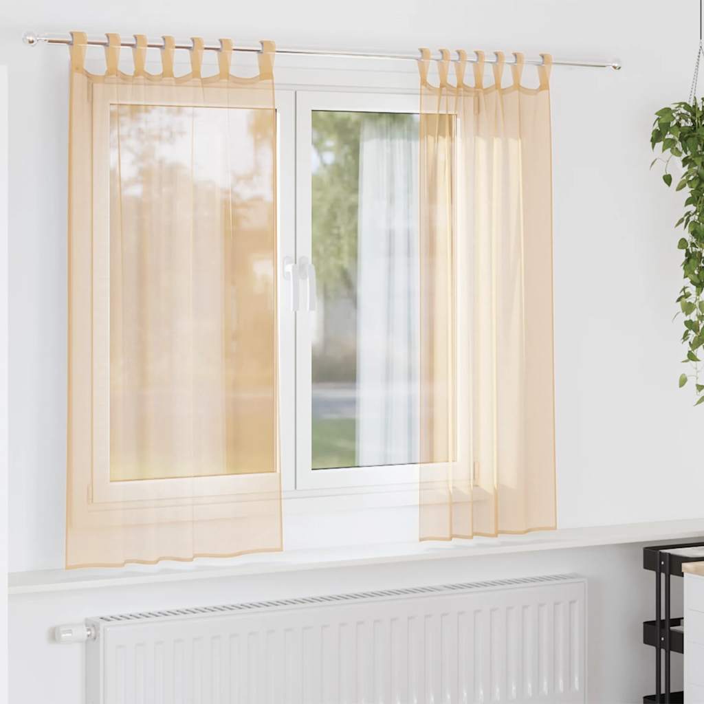 Vidaxl gordijnen met lussen 2 st zand 140x175 cm zand